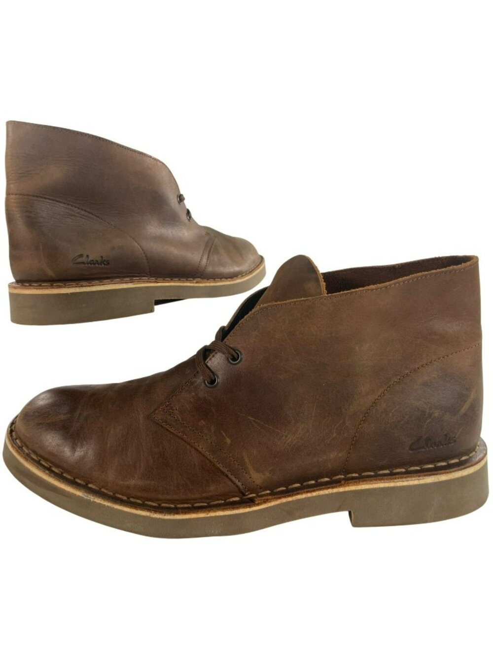 Clarks Brown Leather Desert Boots Men's Size 9.5 NEW W/OUT BOX - Picture 1 of 9